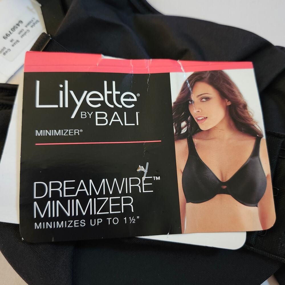 Lilyette by Bali Dreamwire Minimizer black underwire bra sz 38DDD